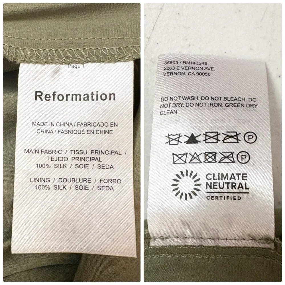 NWT Reformation Sage Silk‎ Jumpsuit in Artichoke - Picture 12 of 12